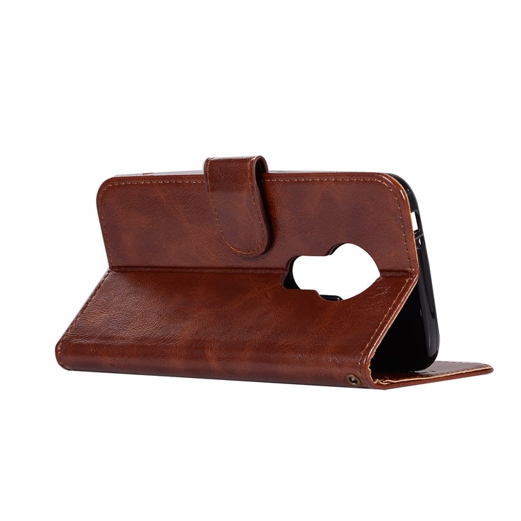 Premium Vintage Leather Wallet Case for Motorola Moto G7 Power (US Version) / G7 Power (EU Version) - Coffee-7