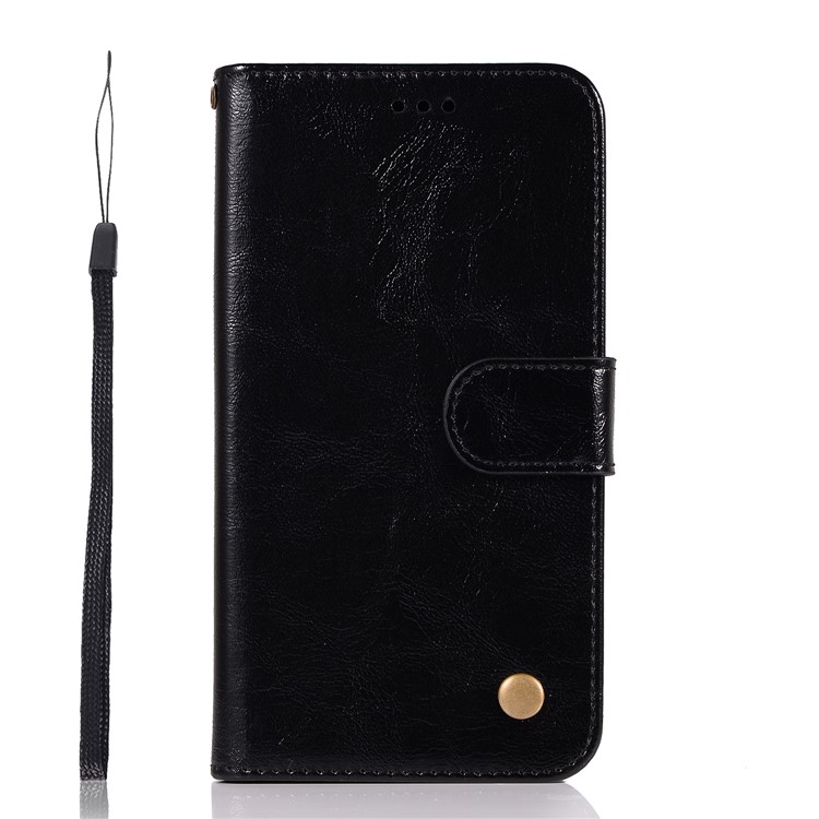 Premium Vintage Leather Wallet Flip Cover for Motorola Moto G7 Play (US Version) - Black-3