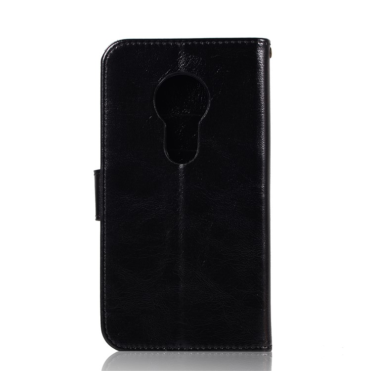Premium Vintage Leather Wallet Flip Cover for Motorola Moto G7 Play (US Version) - Black-4