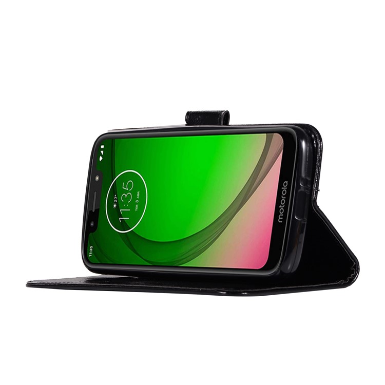 Premium Vintage Leather Wallet Flip Cover for Motorola Moto G7 Play (US Version) - Black-6