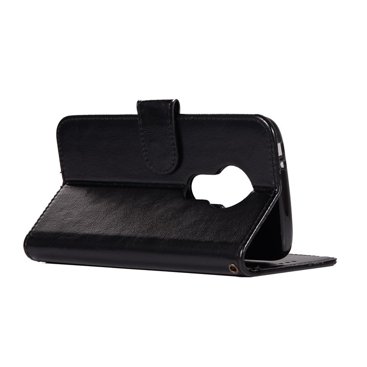 Premium Vintage Leather Wallet Flip Cover for Motorola Moto G7 Play (US Version) - Black-7