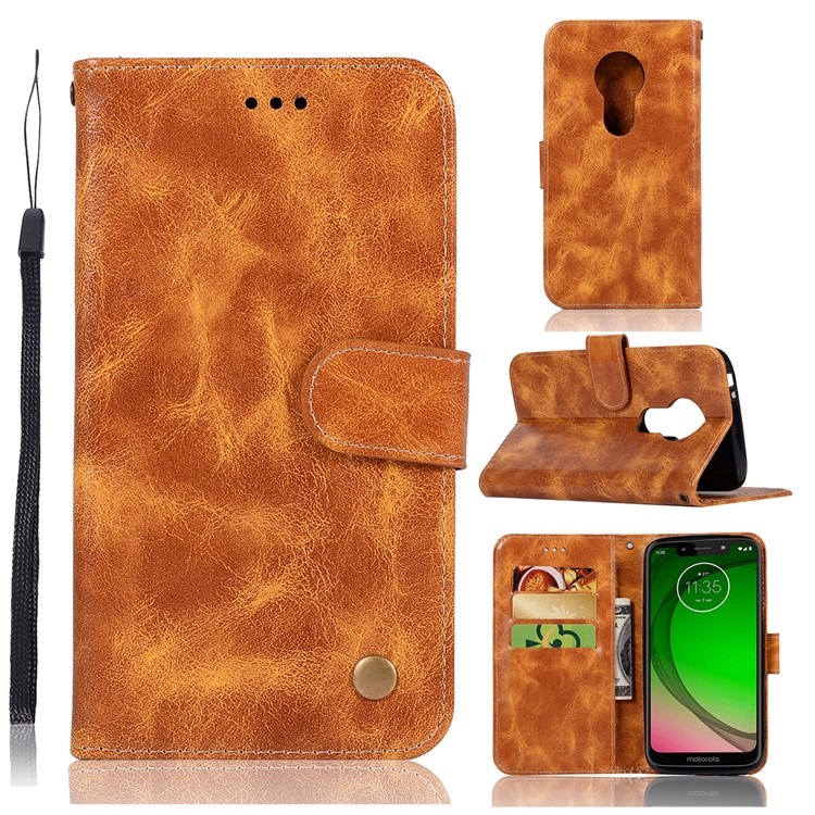 Couverture De Portefeuille En Cuir De Première Qualité Avec Rabat Pour Moto Motorola G7 Play (version Us) - Marron-1