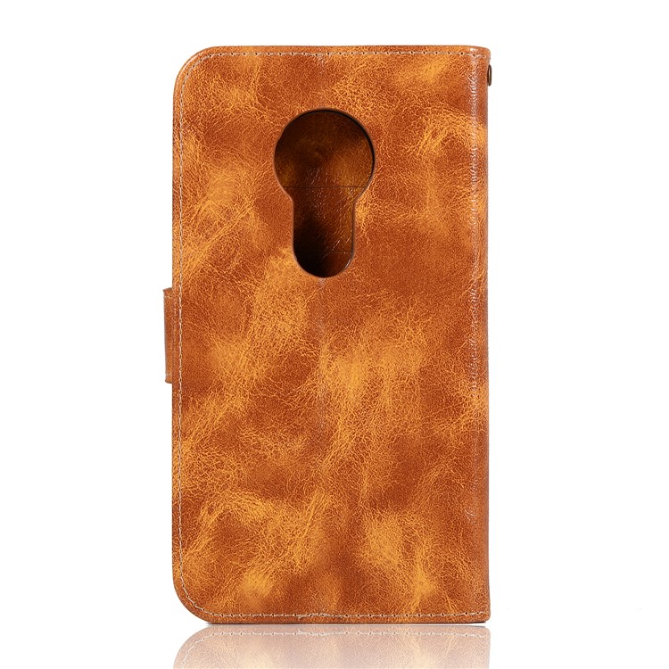 Couverture De Portefeuille En Cuir De Première Qualité Avec Rabat Pour Moto Motorola G7 Play (version Us) - Marron-4