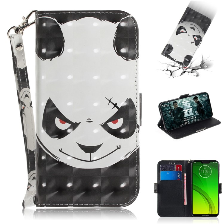 Pattern Printing Light Spot Decor Magnetic Leather Stand Case for Motorola Moto G7 Power - Panda Pattern-1