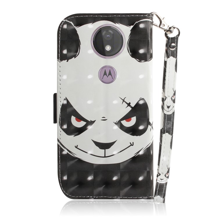 Pattern Printing Light Spot Decor Magnetic Leather Stand Case for Motorola Moto G7 Power - Panda Pattern-3