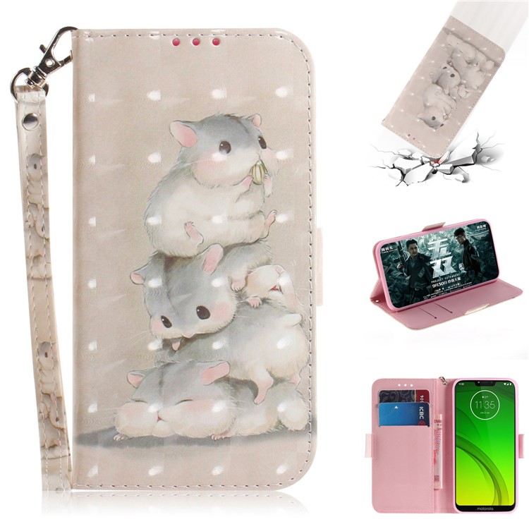 Pattern Printing Light Spot Decor Magnetic Leather Stand Case for Motorola Moto G7 Power - Mouse Pattern-1