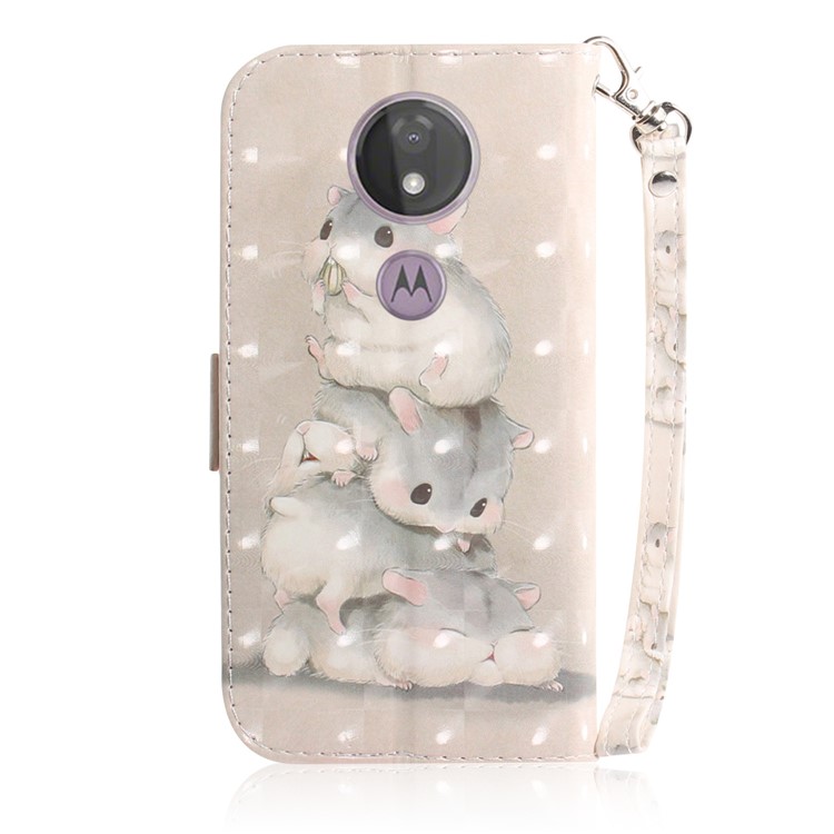 Pattern Printing Light Spot Decor Magnetic Leather Stand Case for Motorola Moto G7 Power - Mouse Pattern-3