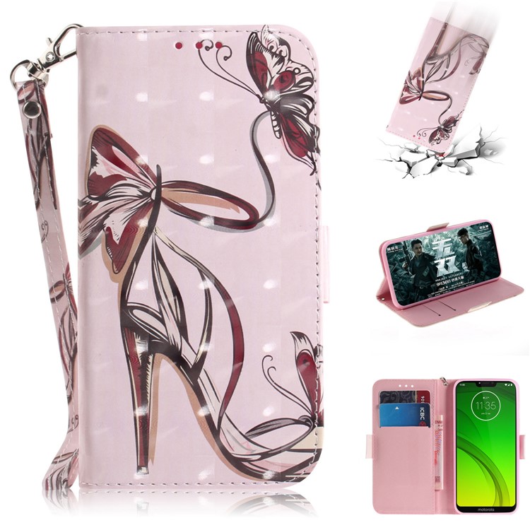 Pattern Printing Light Spot Decor Magnetic Leather Stand Case for Motorola Moto G7 Power - High-heeled Shoes-1