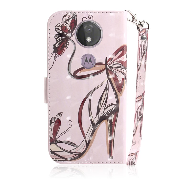 Pattern Printing Light Spot Decor Magnetic Leather Stand Case for Motorola Moto G7 Power - High-heeled Shoes-3