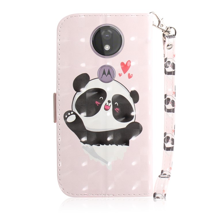 Pattern Printing Light Spot Decor Magnetic Leather Stand Case for Motorola Moto G7 Power - Panda and Hearts-3