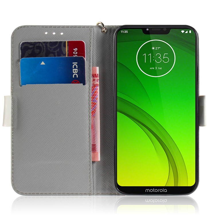 Pattern Printing Light Spot Decor Magnetic Leather Stand Case for Motorola Moto G7 Power - Cat Holding a Tomato-7