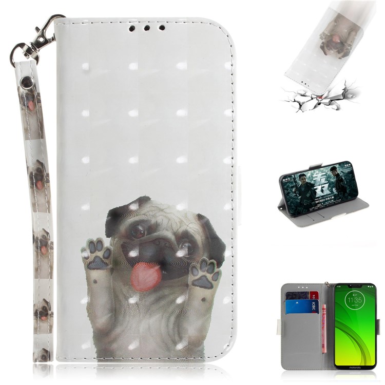 Pattern Printing Light Spot Decor Magnetic Leather Stand Case for Motorola Moto G7 Power - Dog-1