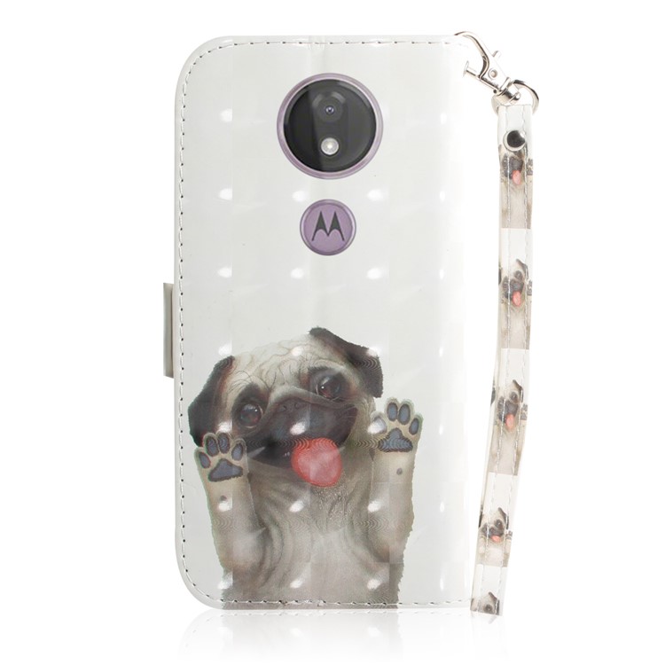 Pattern Printing Light Spot Decor Magnetic Leather Stand Case for Motorola Moto G7 Power - Dog-3