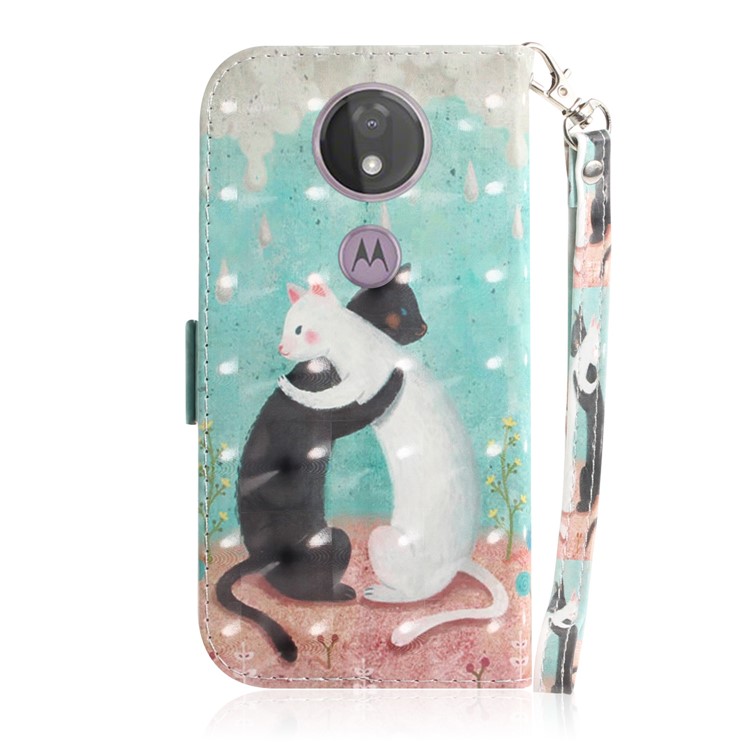 Pattern Printing Light Spot Decor Magnetic Leather Stand Case for Motorola Moto G7 Power - Two Cats-3