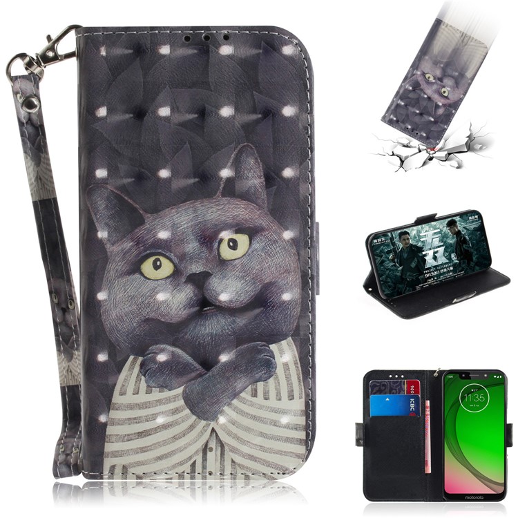 Pattern Printing Light Spot Decor Leather Wallet Case for Motorola Moto G7 Play - Cartoon Pattern-1