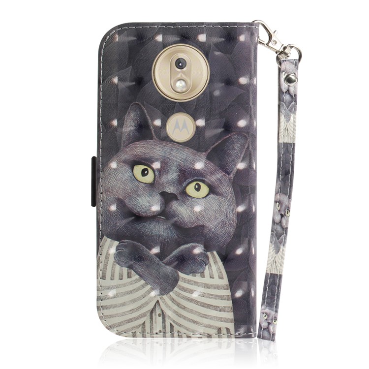 Pattern Printing Light Spot Decor Leather Wallet Case for Motorola Moto G7 Play - Cartoon Pattern-3