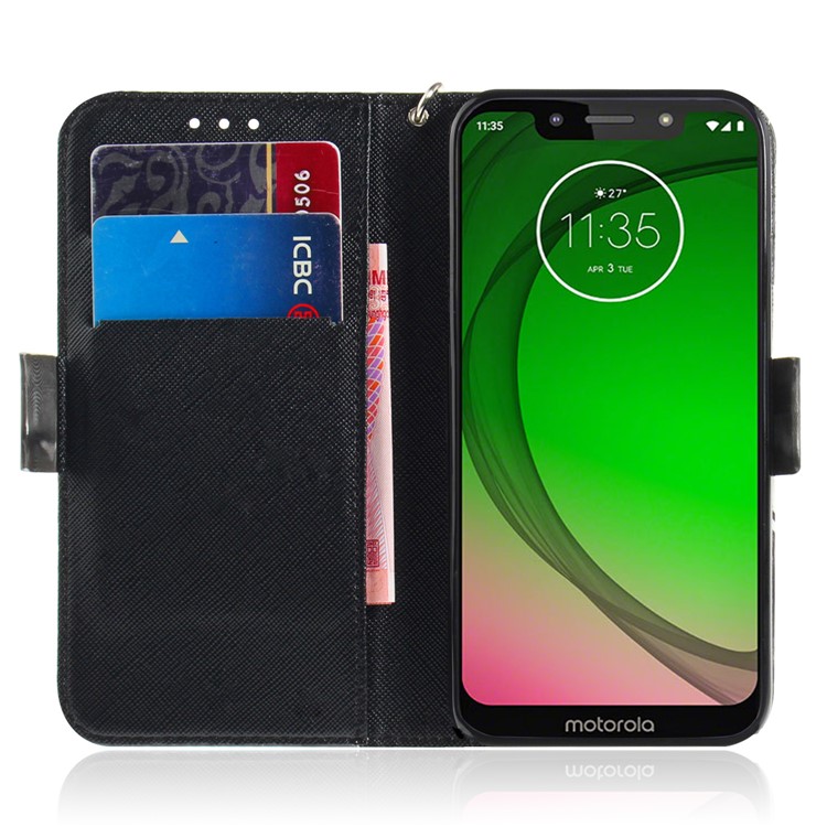 Impresión de Patrones Ligera Decoración de la Billetera de Cuero Para Motorola Moto G7 Play - Flor Azul