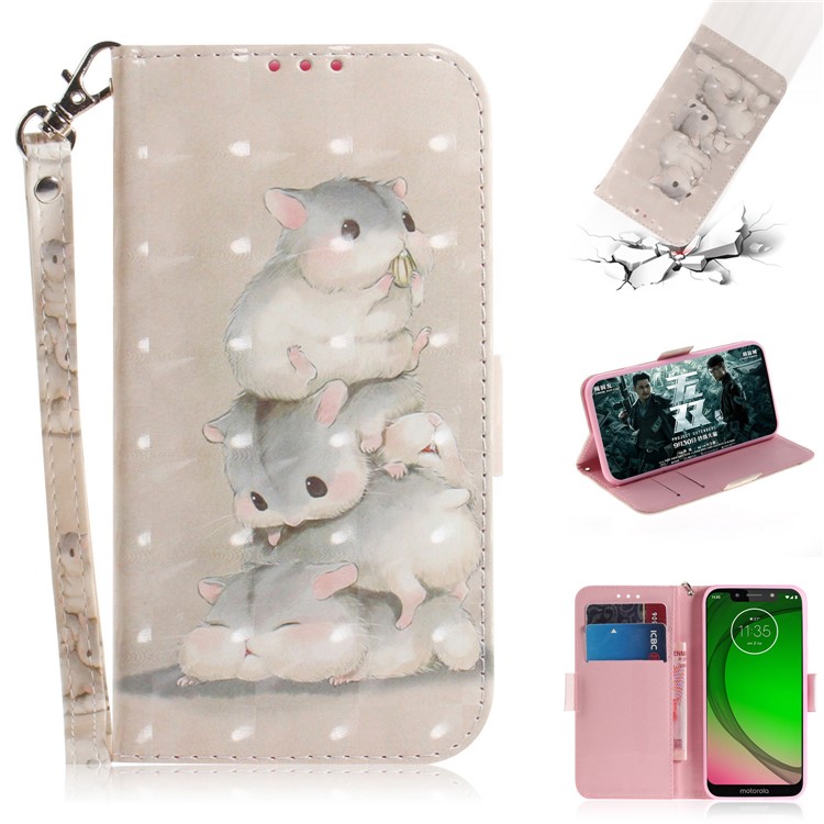 Pattern Printing Light Spot Decor Leather Wallet Case for Motorola Moto G7 Play - Mouse Pattern-1