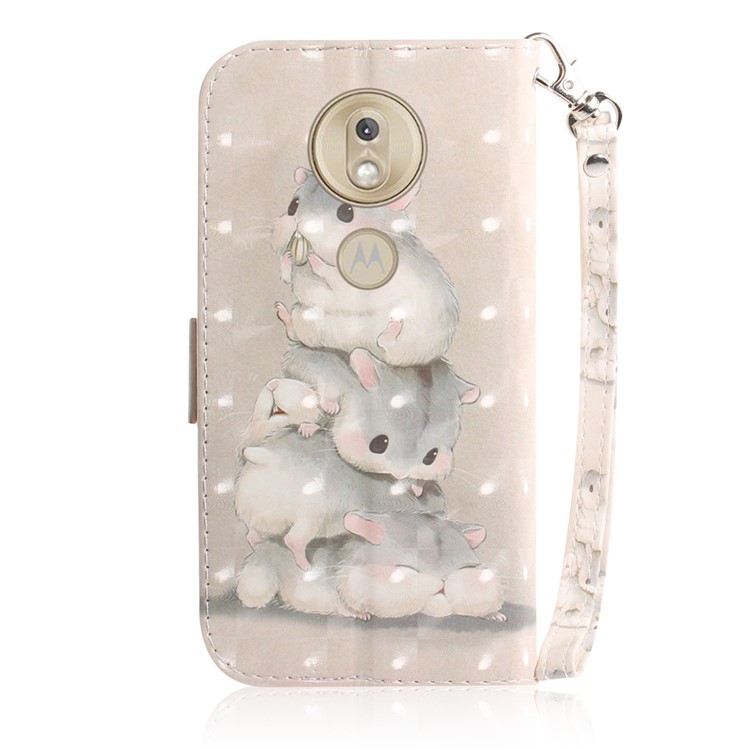 Pattern Printing Light Spot Decor Leather Wallet Case for Motorola Moto G7 Play - Mouse Pattern-3