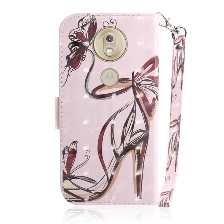 Pattern Printing Light Spot Decor Leather Wallet Case for Motorola Moto G7 Play - High-heeled Shoes-3