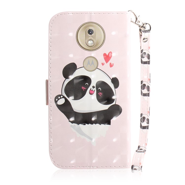 Pattern Printing Light Spot Decor Leather Wallet Case for Motorola Moto G7 Play - Panda and Hearts-3