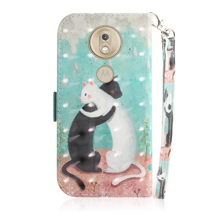Pattern Printing Light Spot Decor Leather Wallet Case for Motorola Moto G7 Play - Two Cats-3