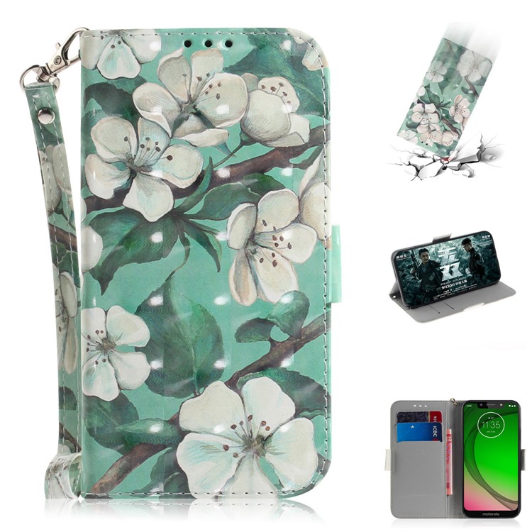Pattern Printing Light Spot Decor Leather Wallet Case for Motorola Moto G7 Play - Beautiful Flowers-1