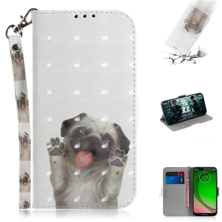 Pattern Printing Light Spot Decor Leather Wallet Case for Motorola Moto G7 Play - Dog-1