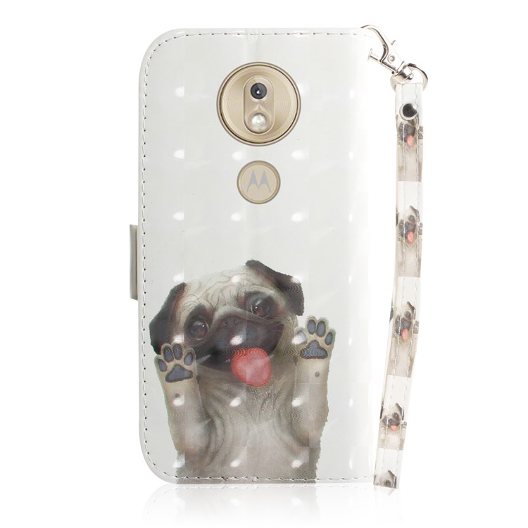 Pattern Printing Light Spot Decor Leather Wallet Case for Motorola Moto G7 Play - Dog-3