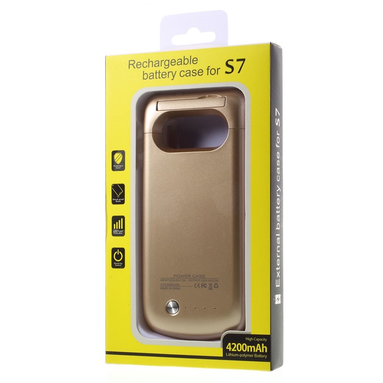 4200mAh External Battery Charger Case for Samsung Galaxy S7 G930 with Kickstand - Gold-10