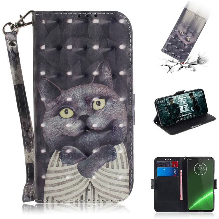 Etui Portefeuille En Cuir Avec Motif De Lumière Décoratif Pour Moto Motorola G7 / G7 Plus - Modèle De Dessin Animé-1