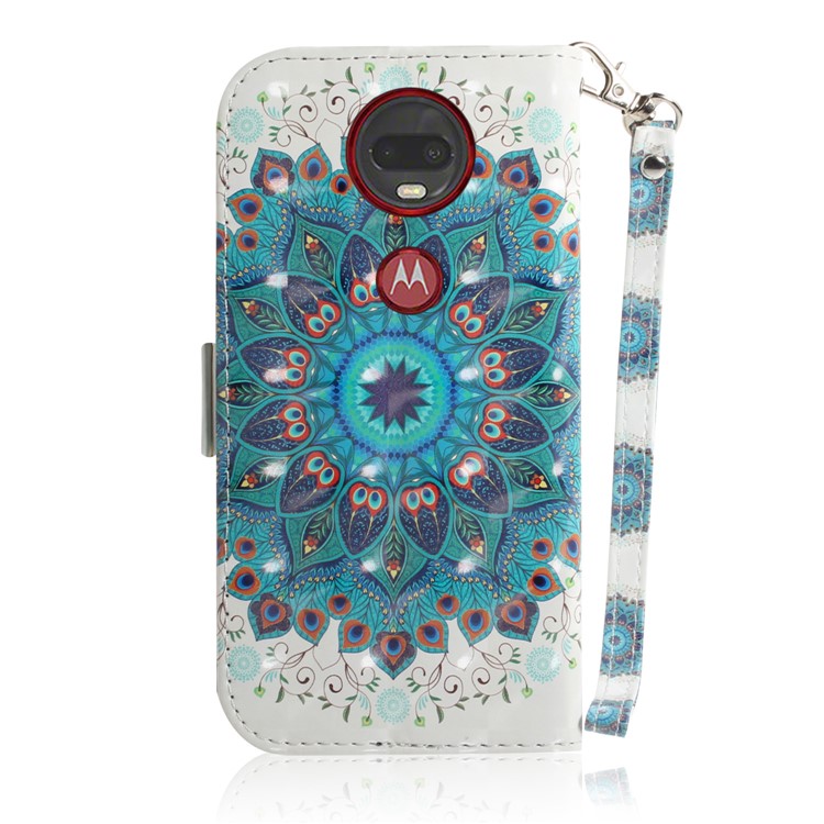 Pattern Printing Light Spot Decor Leather Wallet Case for Motorola Moto G7 / G7 Plus - Blue Flower-3