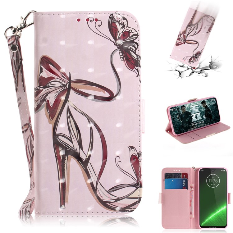 Pattern Printing Light Spot Decor Leather Wallet Case for Motorola Moto G7 / G7 Plus - High-heeled Shoes-1