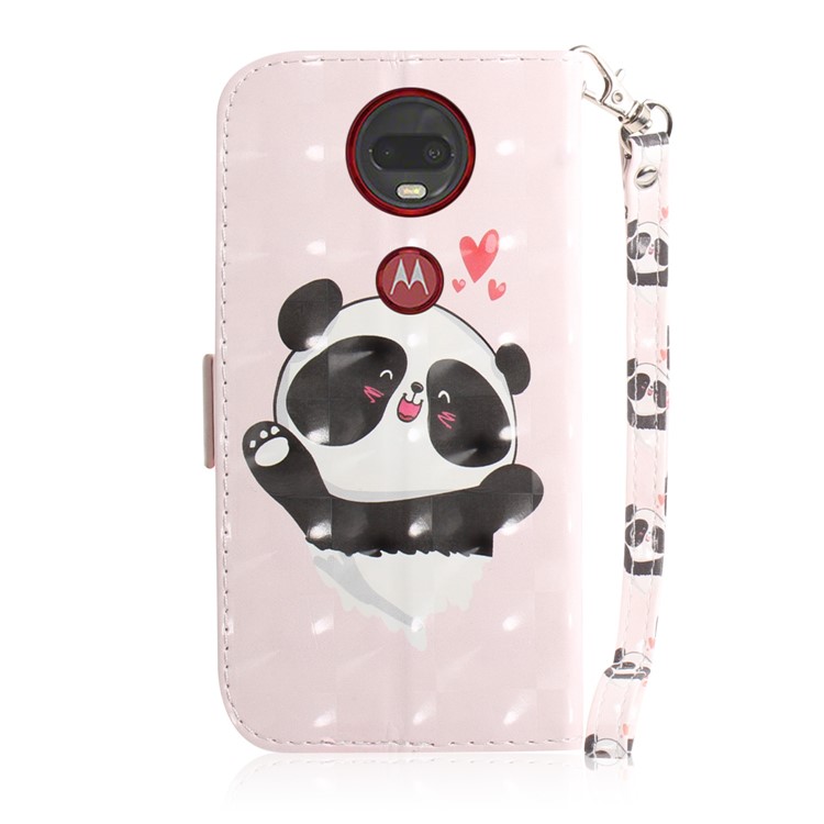 Brieftasche-Etui Aus Kunstleder Mit Lichtpunktdekor Für Motorola G7 / G7 Plus - Panda Und Herzen-3