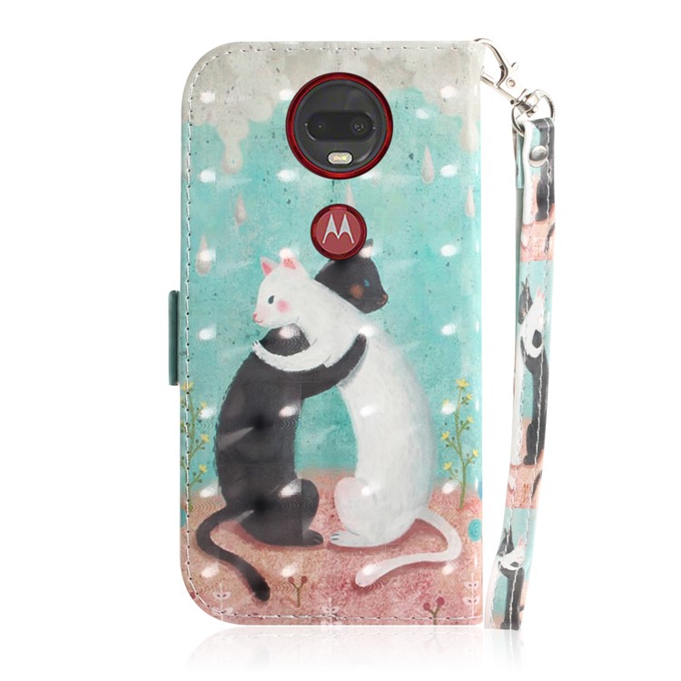 Pattern Printing Light Spot Decor Leather Wallet Case for Motorola Moto G7 / G7 Plus - Two Cats-3