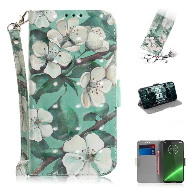 Pattern Printing Light Spot Decor Leather Wallet Case for Motorola Moto G7 / G7 Plus - Beautiful Flowers-1