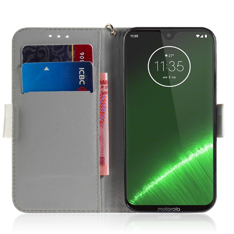 Pattern Printing Light Spot Decor Leather Wallet Case for Motorola Moto G7 / G7 Plus - Cat Holding a Tomato-7