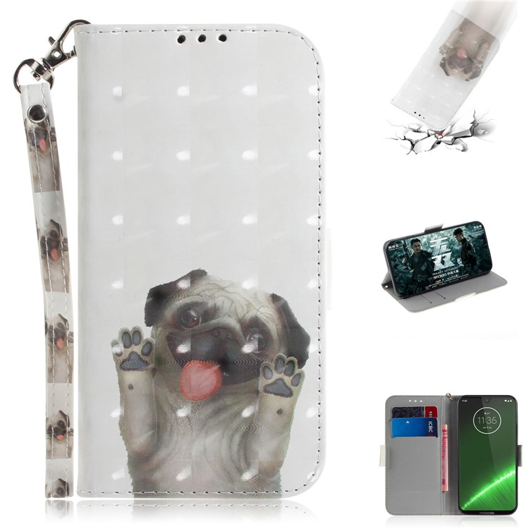 Pattern Printing Light Spot Decor Leather Wallet Case for Motorola Moto G7 / G7 Plus - Dog-1