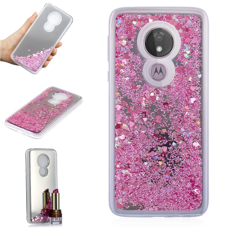 Cubierta Posterior De TPU De Superficie De Arenas Movedizas Para Motorola Moto G7 (versión Us) / (versión Eu) - Rosado-1