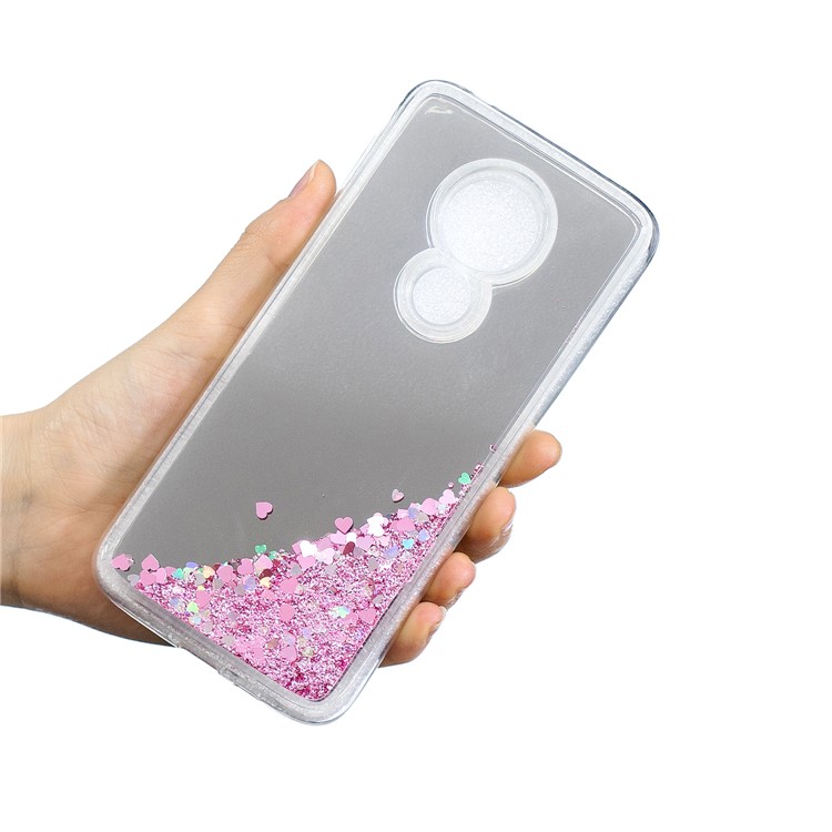 Cubierta Posterior De TPU De Superficie De Arenas Movedizas Para Motorola Moto G7 (versión Us) / (versión Eu) - Rosado-5