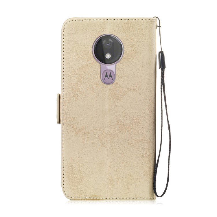 Retro Style PU Leather Stand Wallet Cover for Motorola Moto G7 Power (EU Version)/(US Version) - Gold-3