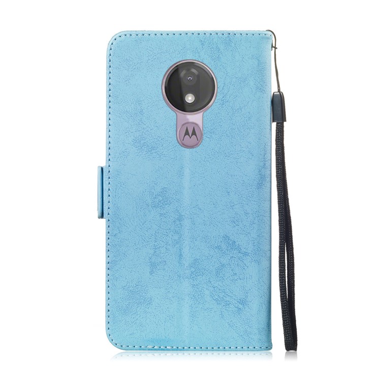 Retro Style PU Leather Stand Wallet Cover for Motorola Moto G7 Power (EU Version)/(US Version) - Baby Blue-3