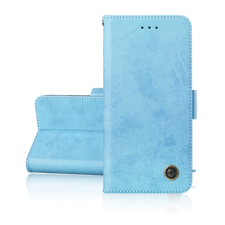Retro Style PU Leather Stand Wallet Cover for Motorola Moto G7 Power (EU Version)/(US Version) - Baby Blue-4
