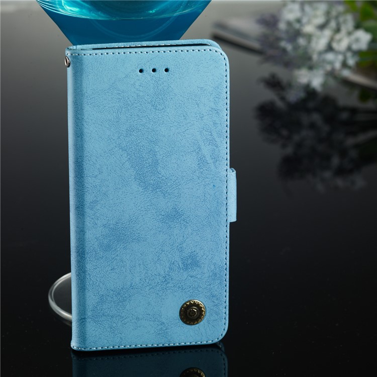 Retro Style PU Leather Stand Wallet Cover for Motorola Moto G7 Power (EU Version)/(US Version) - Baby Blue-7