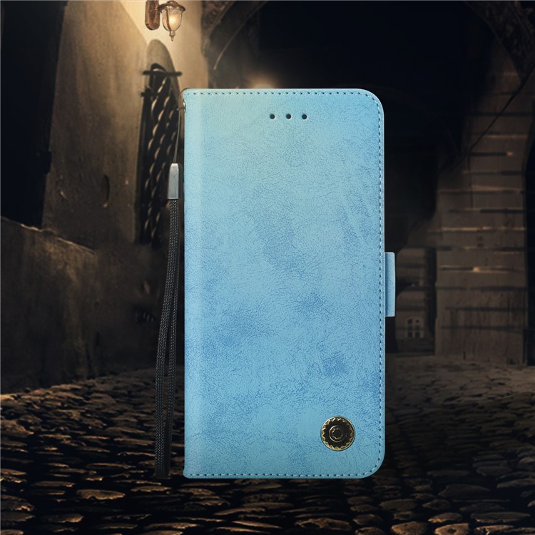 Retro Style PU Leather Stand Wallet Cover for Motorola Moto G7 Power (EU Version)/(US Version) - Baby Blue-8