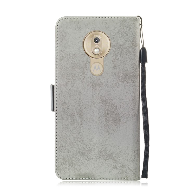 Retro Style PU Leather Wallet Shell for Motorola Moto G7 Play (EU Version)/(US Version) - Grey-3
