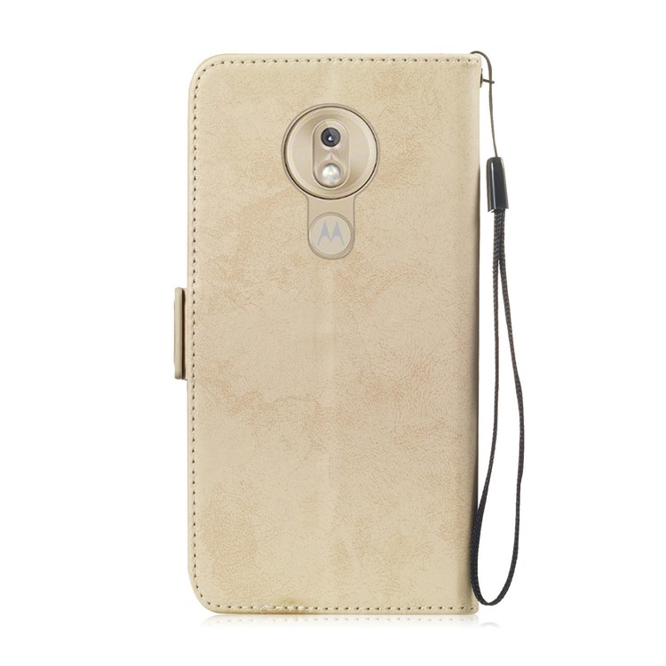 Retro Style PU Leather Wallet Shell for Motorola Moto G7 Play (EU Version)/(US Version) - Gold-3