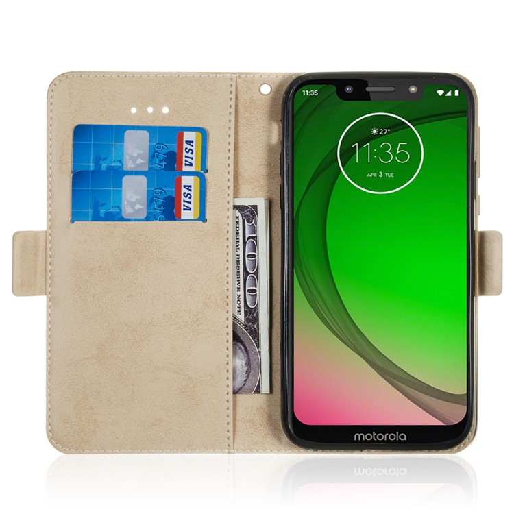 Retro Style PU Leather Wallet Shell for Motorola Moto G7 Play (EU Version)/(US Version) - Gold-6