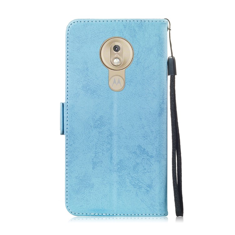 Retro Style PU Leather Wallet Shell for Motorola Moto G7 Play (EU Version)/(US Version) - Baby Blue-3
