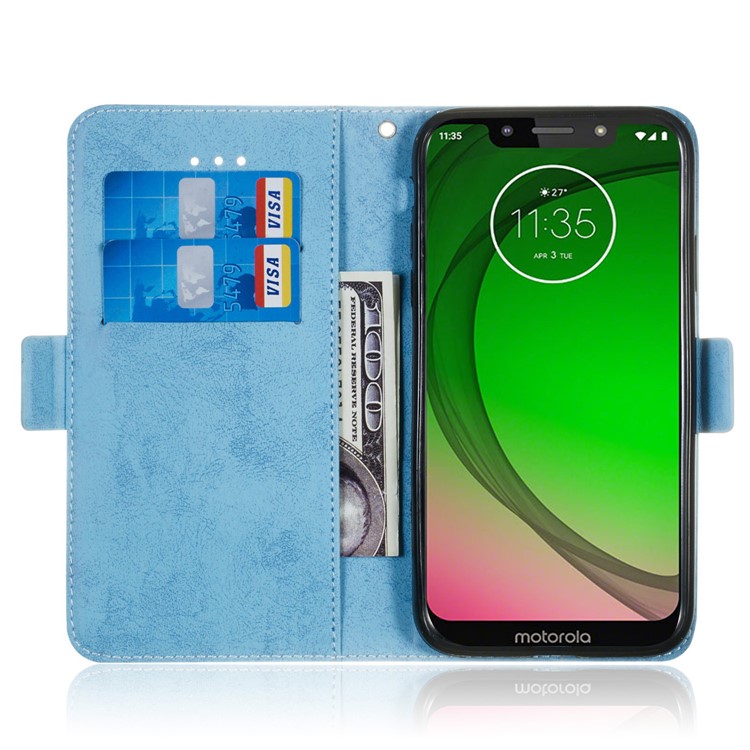 Retro Style PU Leather Wallet Shell for Motorola Moto G7 Play (EU Version)/(US Version) - Baby Blue-6